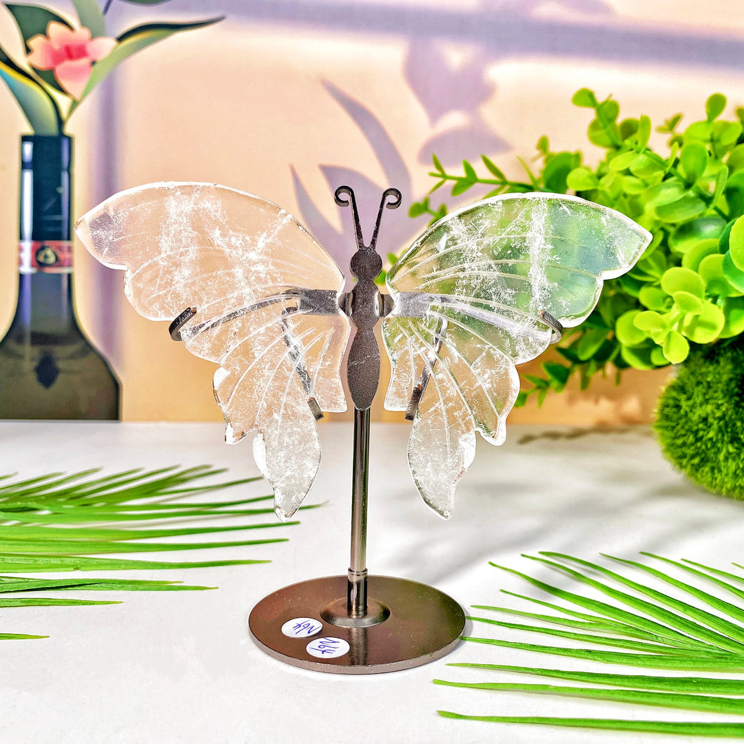 High-quality crystal butterfly wing with stand, a beautiful healing crystal decoration and women's gift.