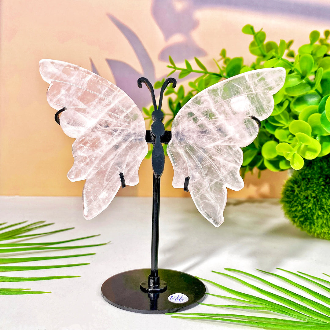 High-quality crystal butterfly wing with stand, a beautiful healing crystal decoration and women's gift.