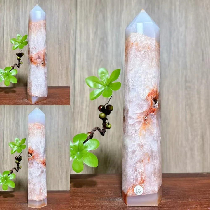 Natural red carnelian agate geode tower crystal for healing and home decor.