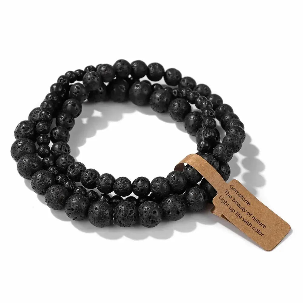 3-Piece Natural Stone Beaded Bracelet Set-Bracelets-Ali-Lava-17cm-Crystal Destiny