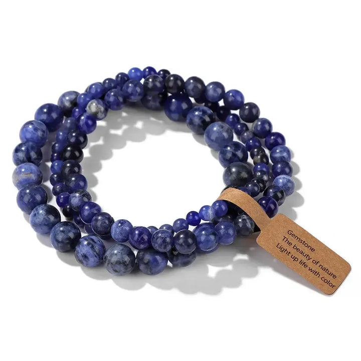 3-Piece Natural Stone Beaded Bracelet Set-Bracelets-Ali-Sodalite-17cm-Crystal Destiny