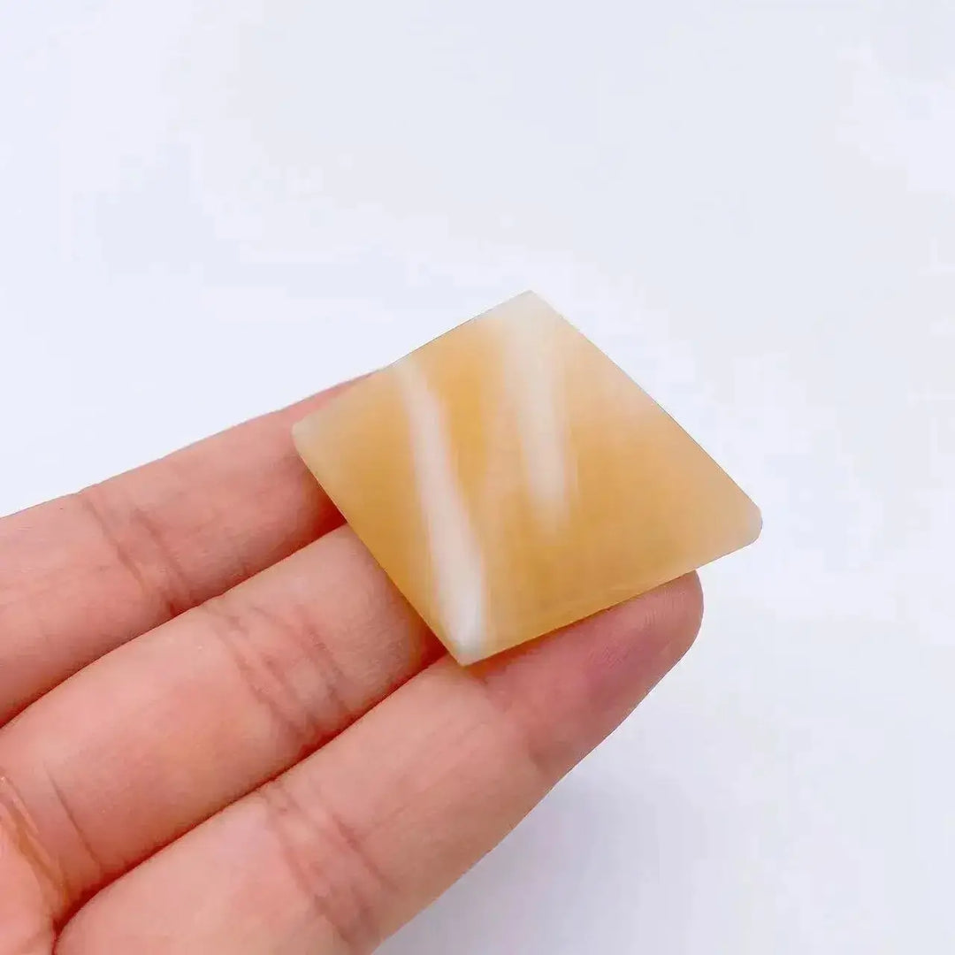 30mm Mini Natural Stone Pyramids-Pyramids-Ali-Yellow Calcite-30mm-Crystal Destiny