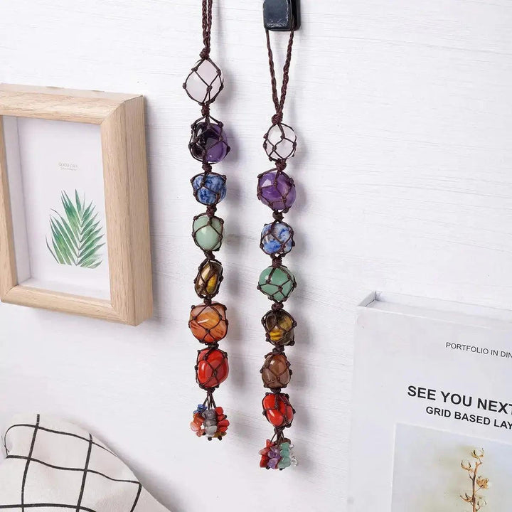 7 Chakra Crystal Car Mirror Hanger Pendant 300mm