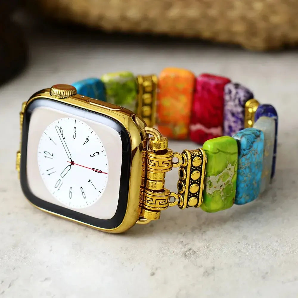 7 Chakra Imperial Jasper Apple iWatch Band-Bands-Ali-Flower-Large-Apple 42-49MM Plate-Crystal Destiny