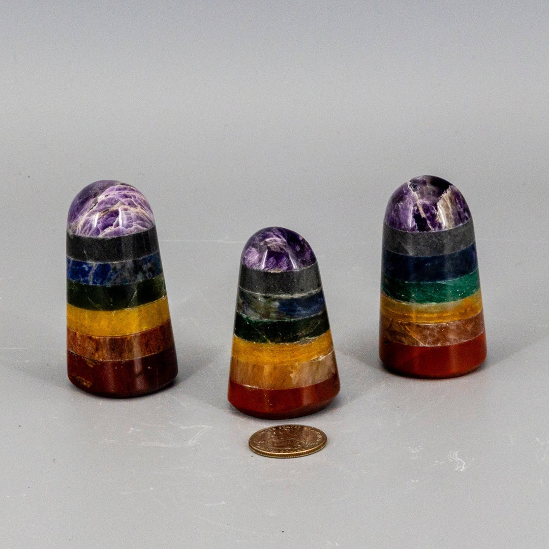 7 Chakras Pillar-Towers-Crystal Destiny-7 Chakras-120g - 2.50"H x 1.25"W-Crystal Destiny