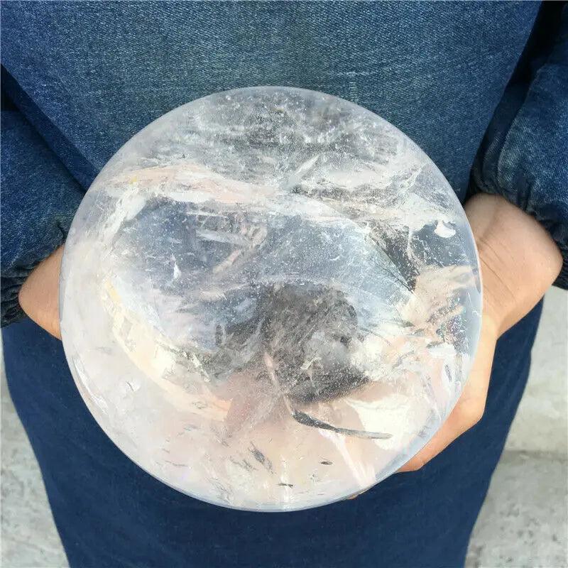 AAAA Natural transparent White Quartz crystal ball for home decor, featuring clear gemstone energy and elegant design.