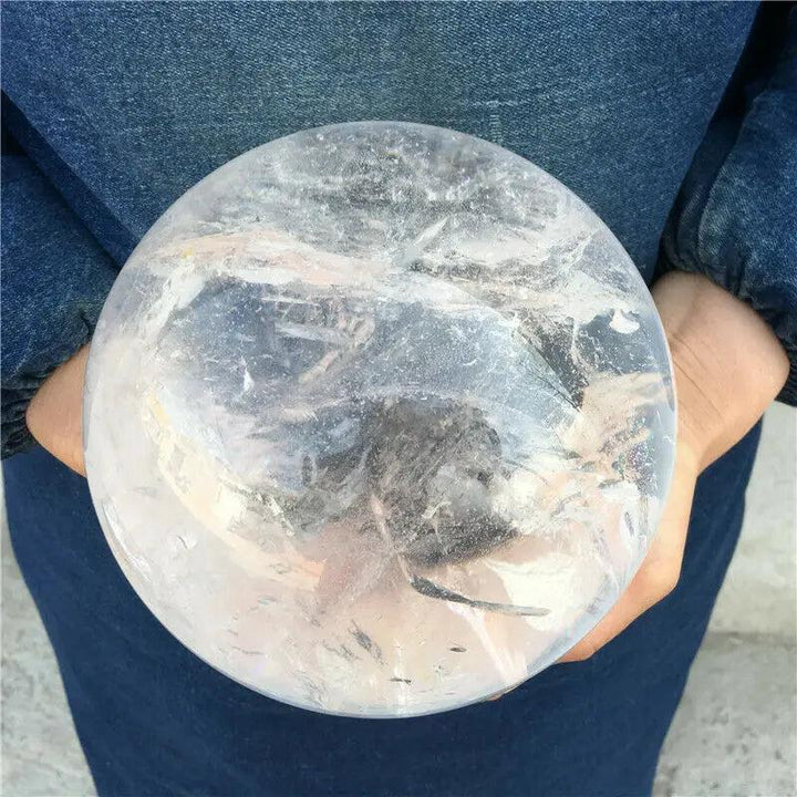 AAAA Natural transparent White Quartz crystal ball for home decor, featuring clear gemstone energy and elegant design.