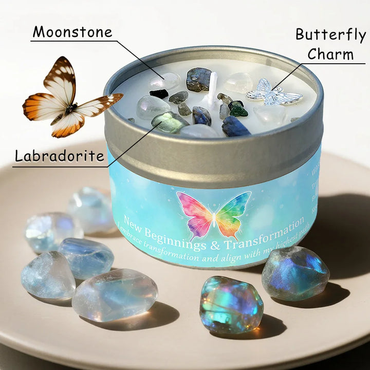 Lemon Peppermint Crystal Infused Intention Candle Tin