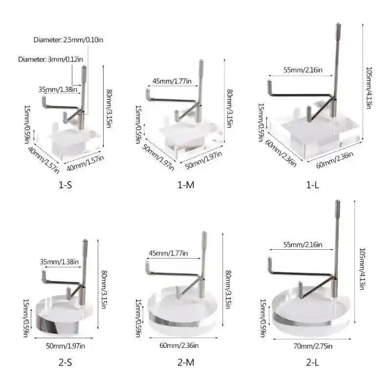 Clear acrylic mineral & gemstone display stands in various round and square sizes, showcasing elegant, durable design.