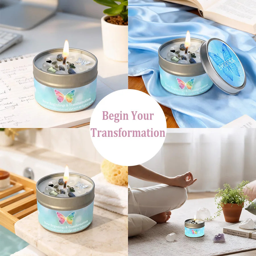 Lemon Peppermint Crystal Infused Intention Candle Tin