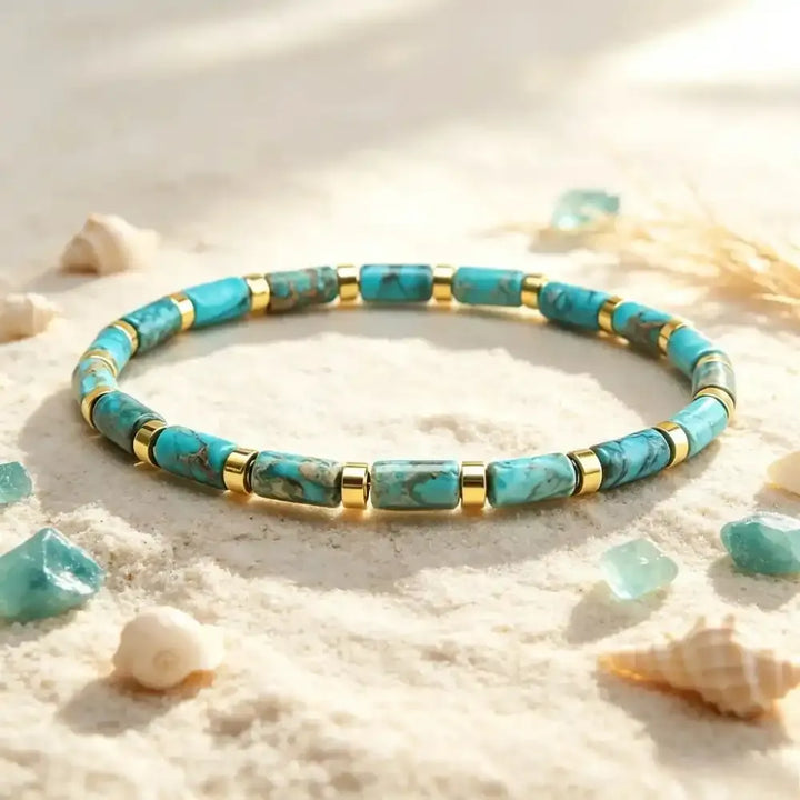 African Turquoise Barrel Bead Bracelet