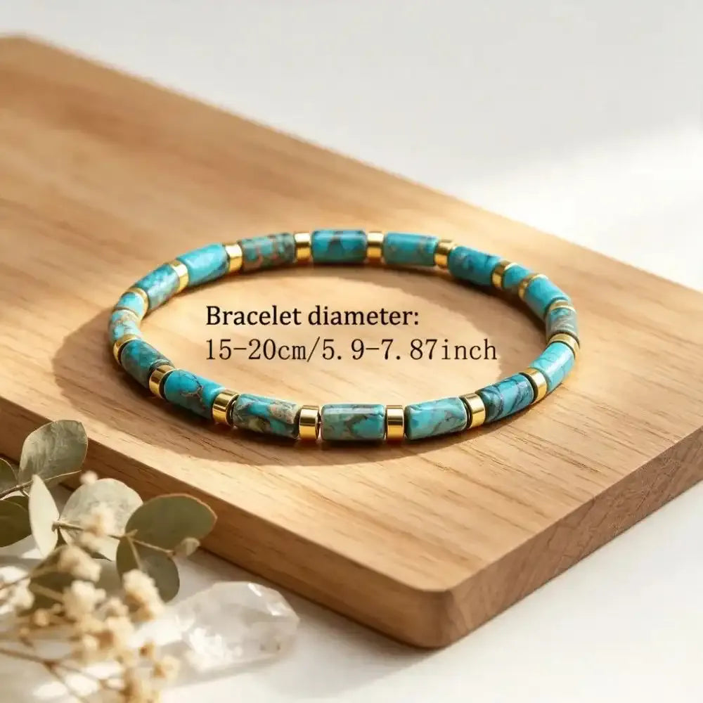 African Turquoise Barrel Bead Bracelet