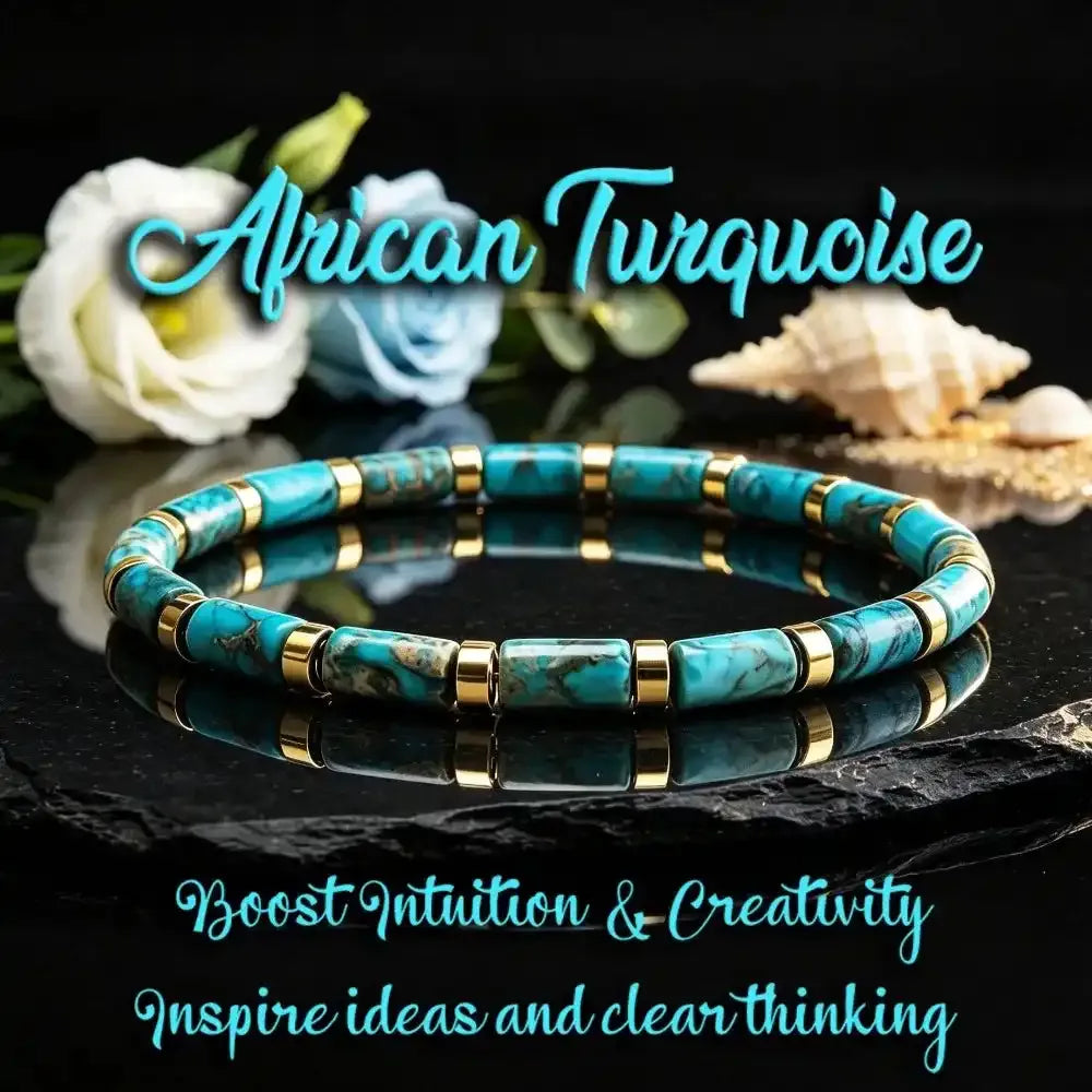 African Turquoise Barrel Bead Bracelet