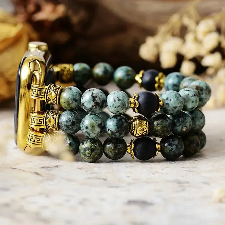 African Turquoise, Rhodonite Apple iWatch Band-Bands-Ali-African Turquoise-Large-Apple 42-49MM Plate-Crystal Destiny
