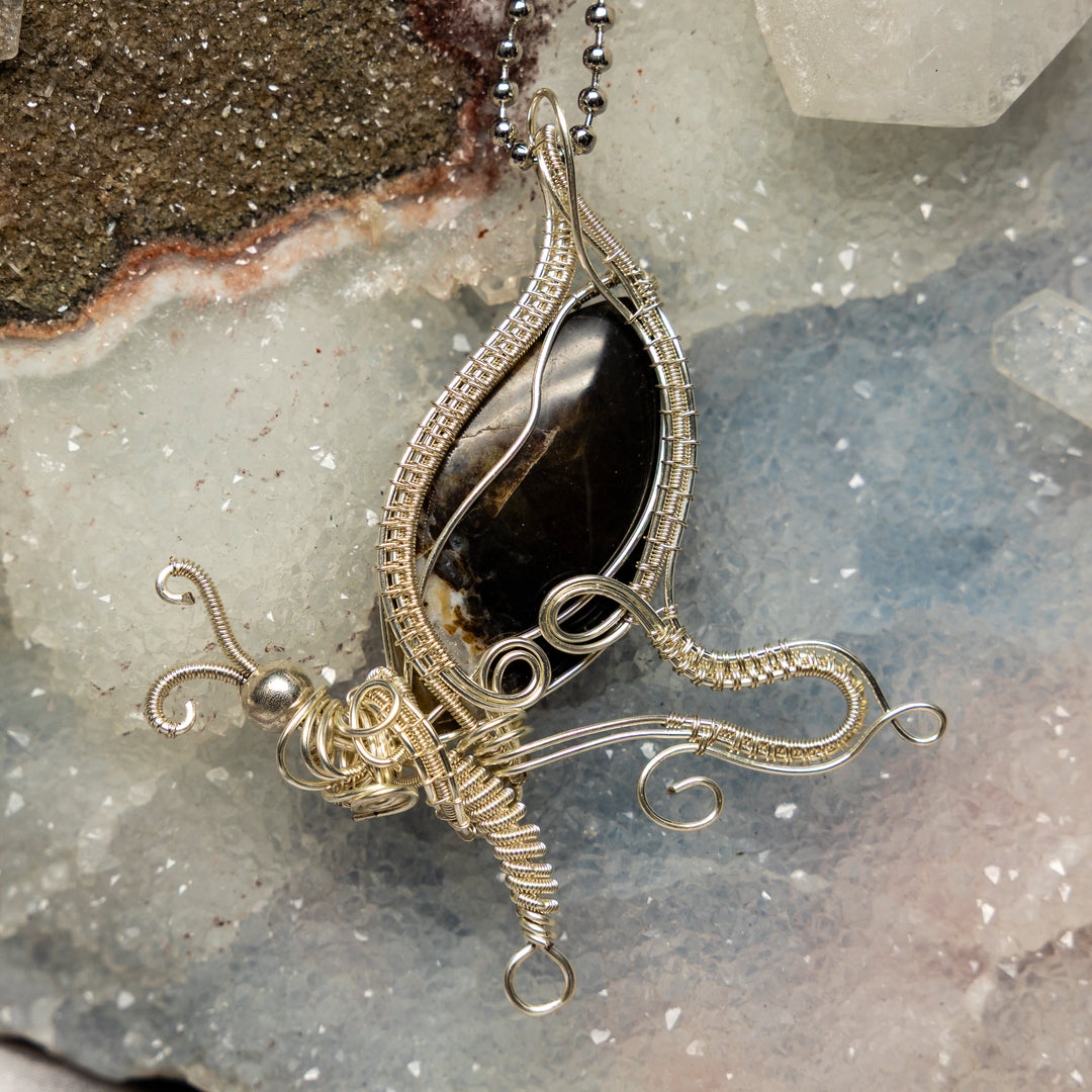 Agate "Butterfly" Wire Wrap Crystal Pendant-Wire Wraps-Crystal Destiny-Agate-3.00"-Crystal Destiny