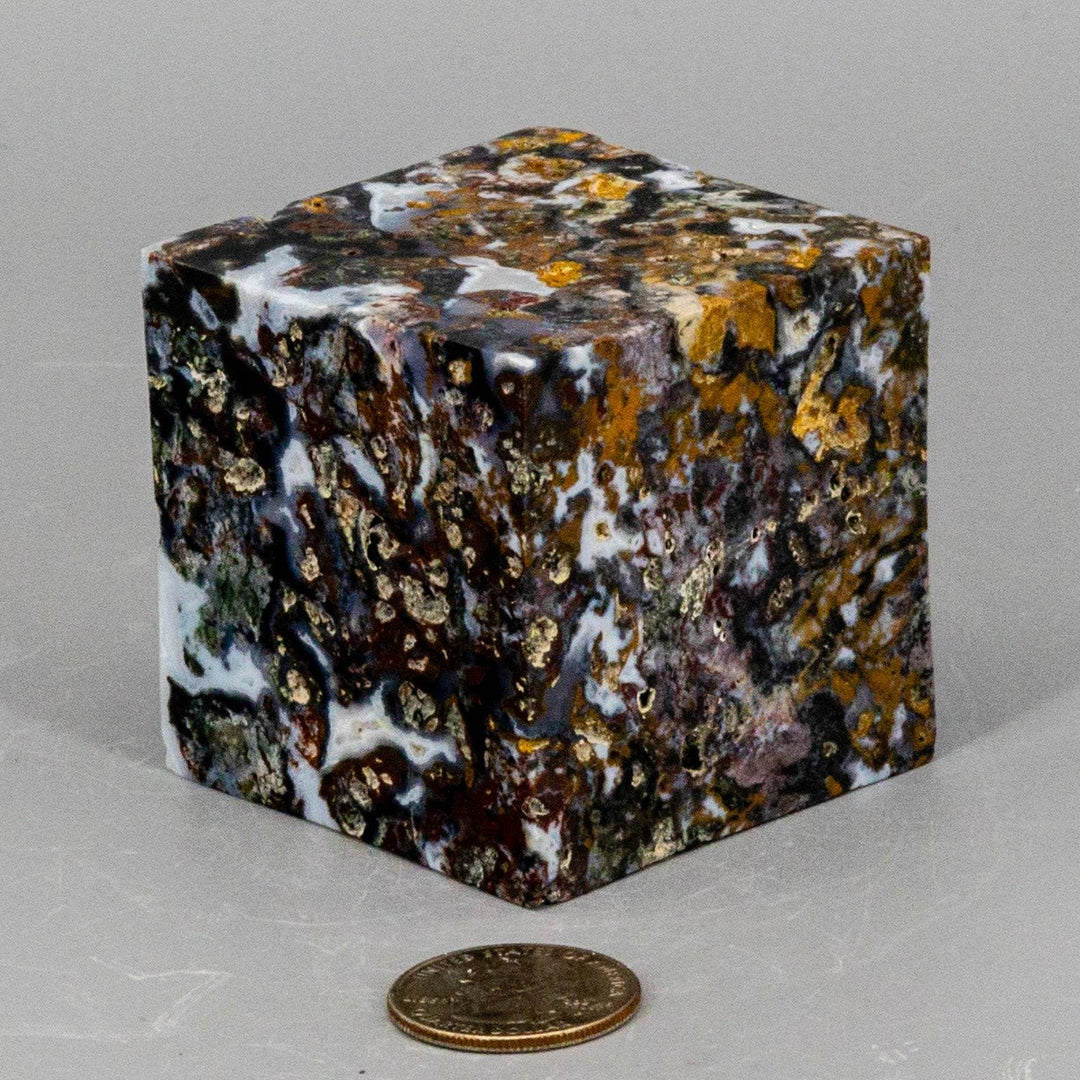 Agate Cube w/t cut Corner 416g-Cubes-Crystal Destiny-Agate-416g - 2.15"L x 2.15"W-Crystal Destiny