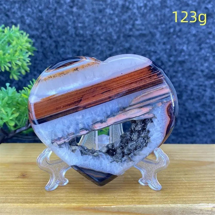 Agate Geode Heart | Black & Red Crystal Cave