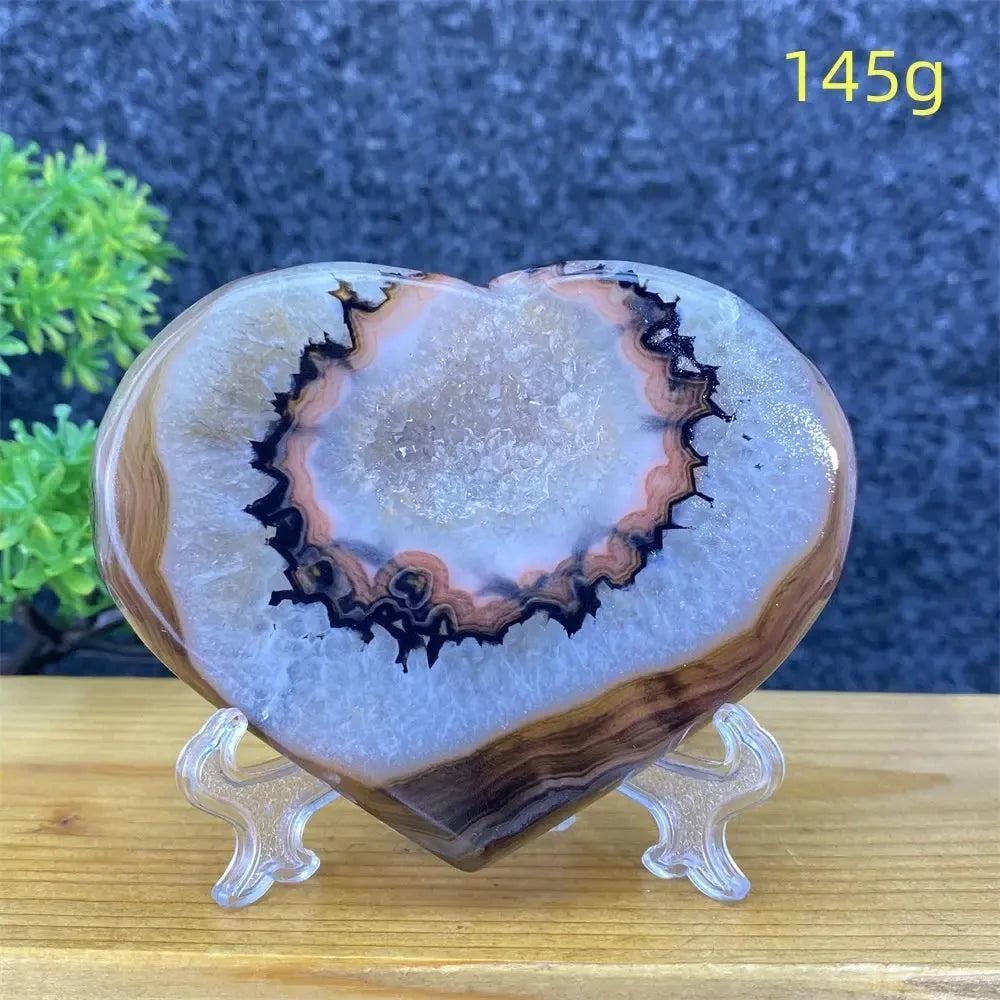 Agate Geode Heart | Black & Red Crystal Cave