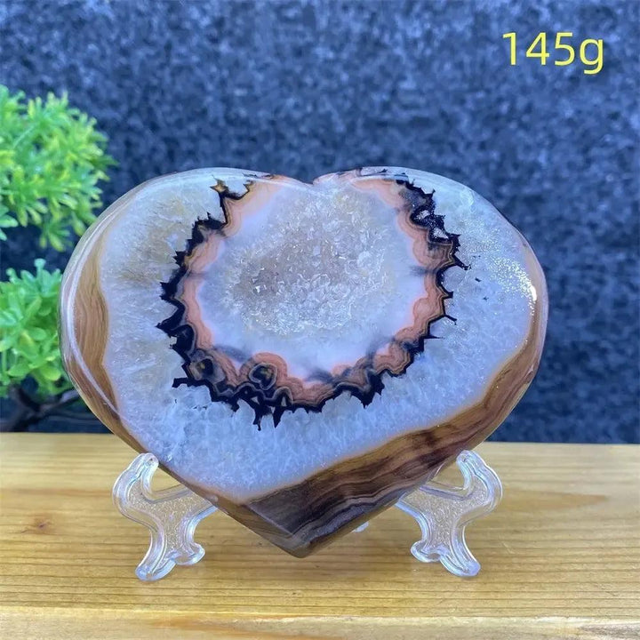 Agate Geode Heart | Black & Red Crystal Cave