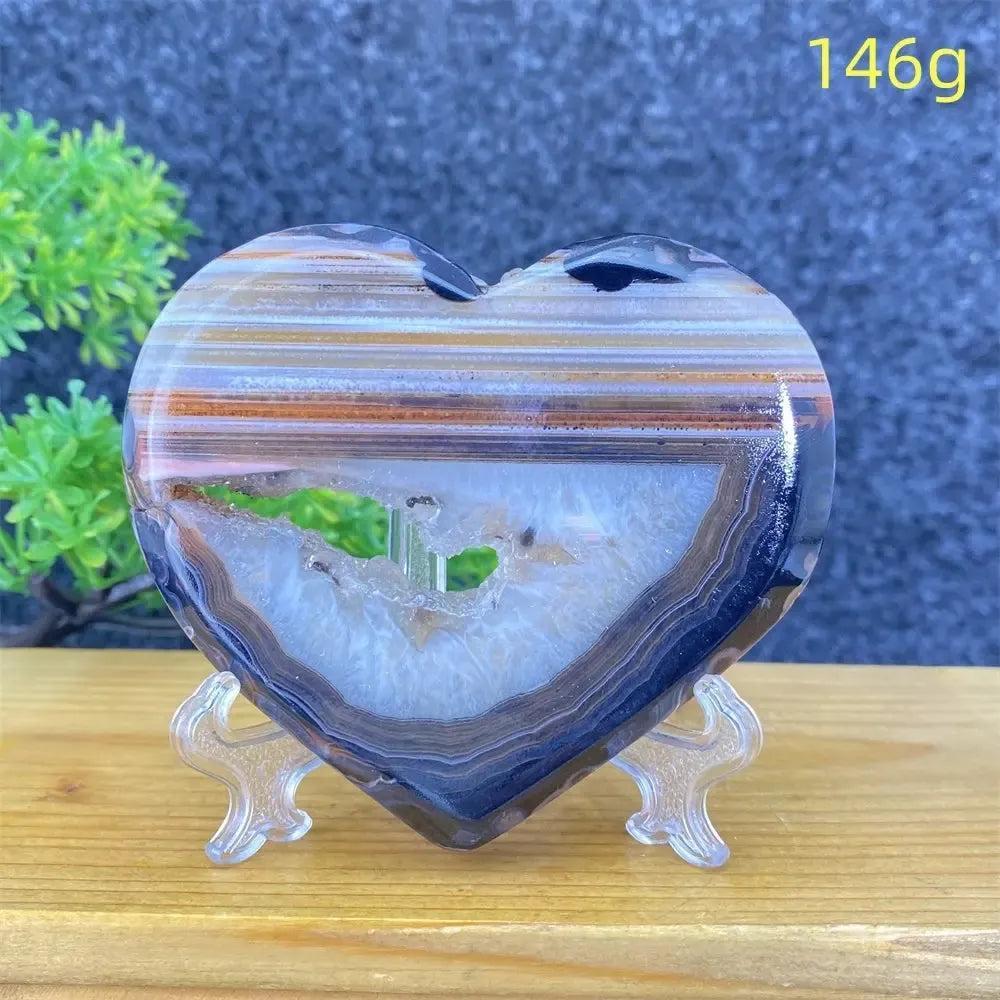 Agate Geode Heart | Black & Red Crystal Cave