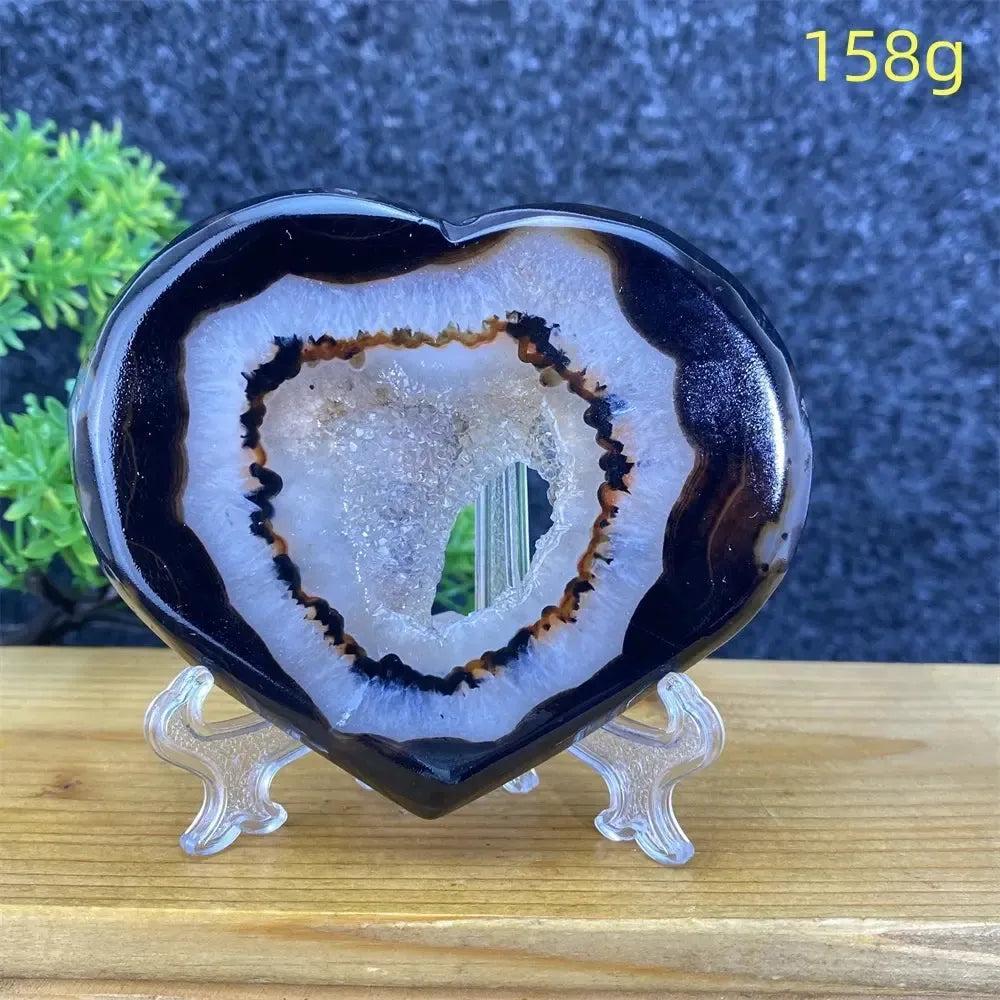 Agate Geode Heart | Black & Red Crystal Cave