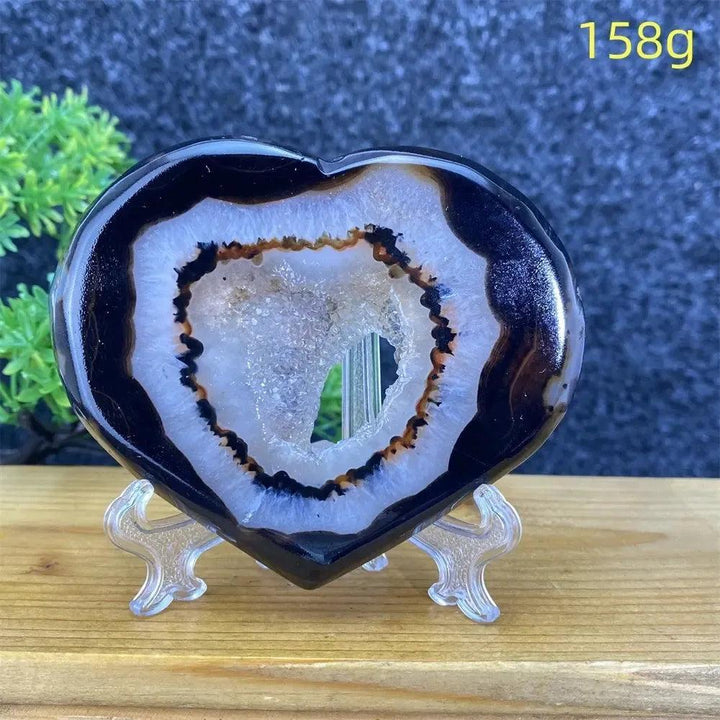 Agate Geode Heart | Black & Red Crystal Cave