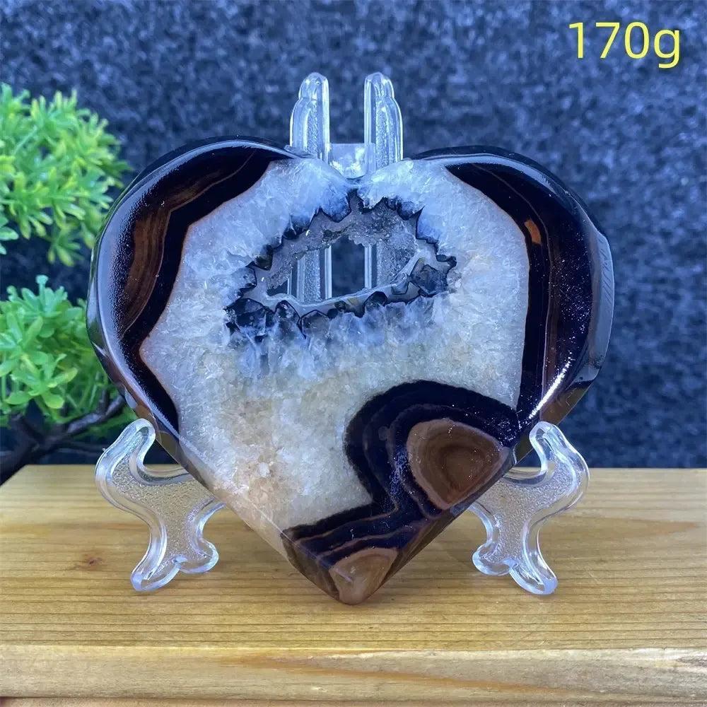 Agate Geode Heart | Black & Red Crystal Cave