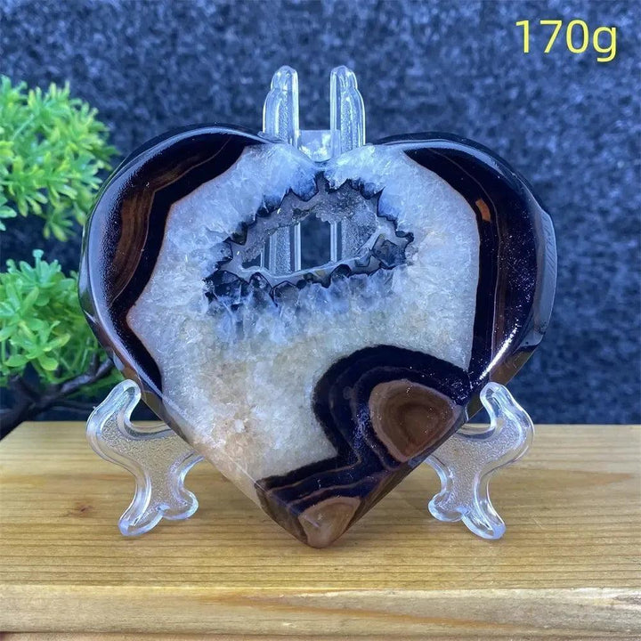 Agate Geode Heart | Black & Red Crystal Cave