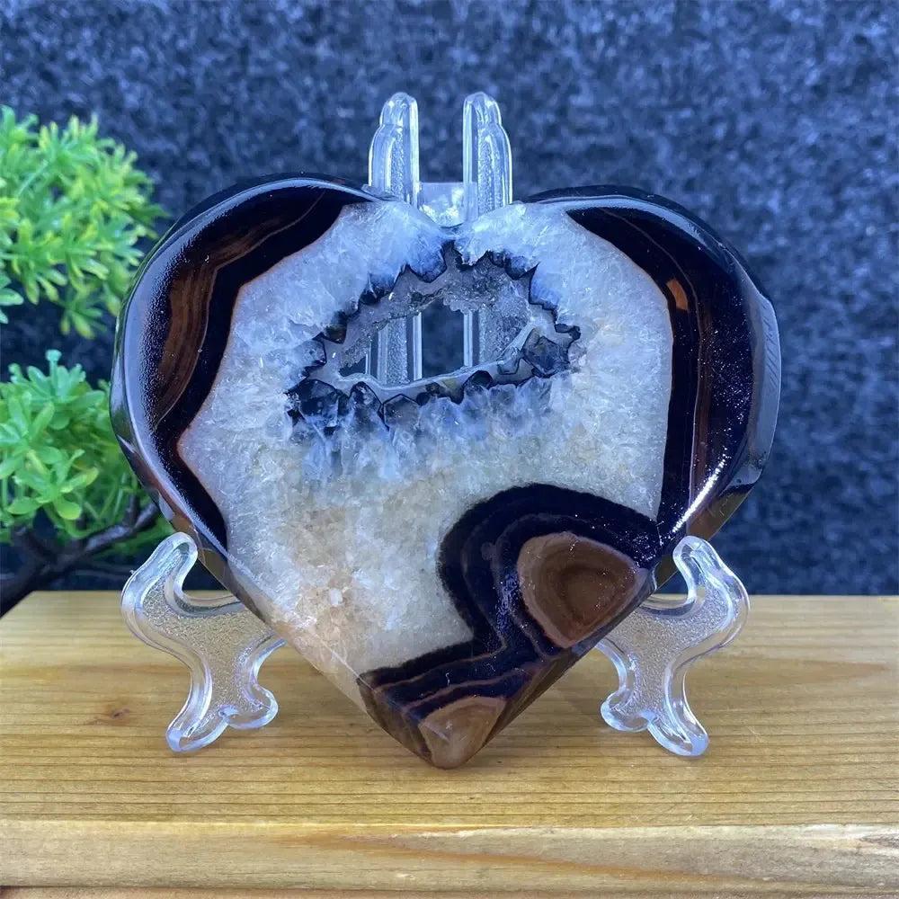 Agate Geode Heart | Black & Red Crystal Cave