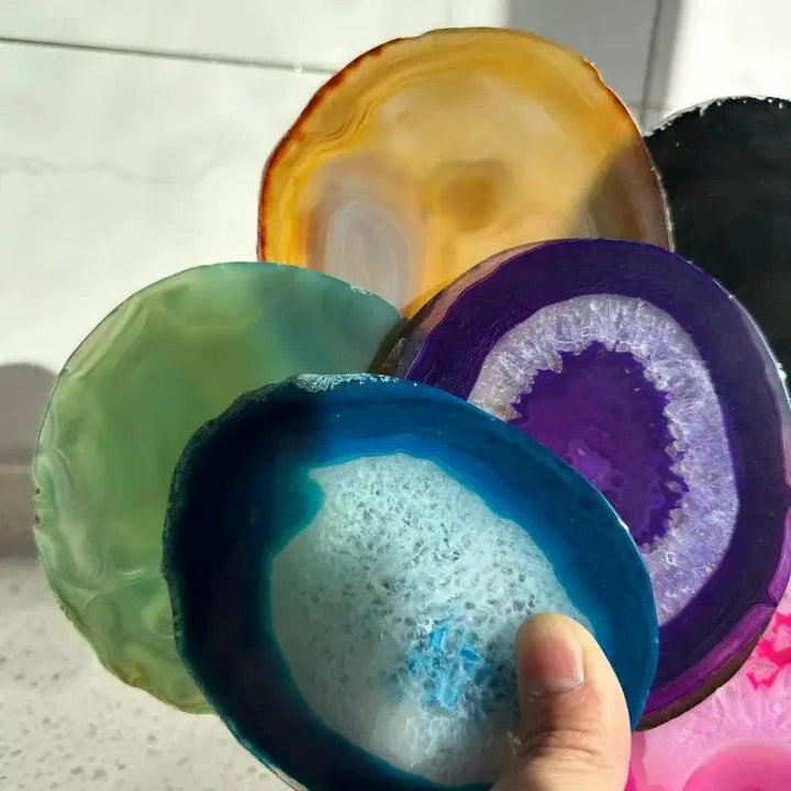 Agate Geode Slice Crystal Coaster