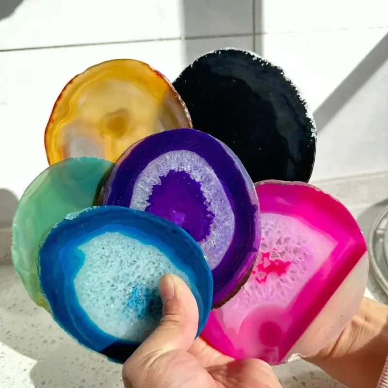 Agate Geode Slice Crystal Coaster-Slabs-Ali-Agate-Black-60-70mm-Crystal Destiny