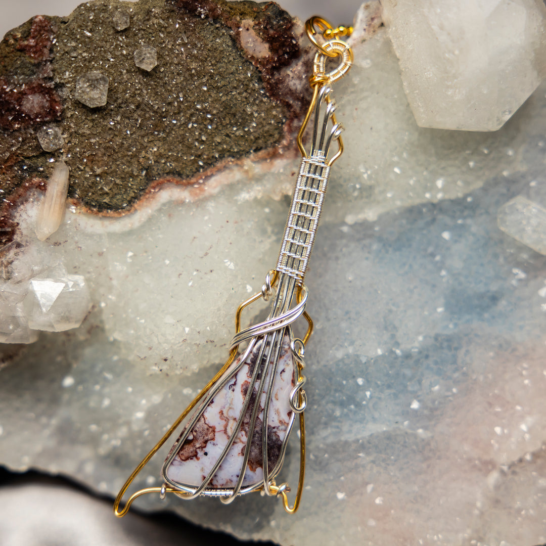 Agate Guitar Wire Wrap Crystal Pendant - 4 inch-Wire Wraps-Crystal Destiny-Agate-4.00"-Crystal Destiny
