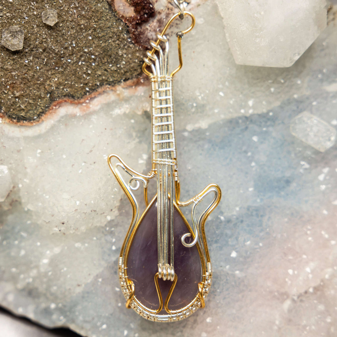Agate Guitar Wire Wrap Pendant 3.95 Inch-Wire Wraps-Crystal Destiny-Agate-3.95"-Crystal Destiny