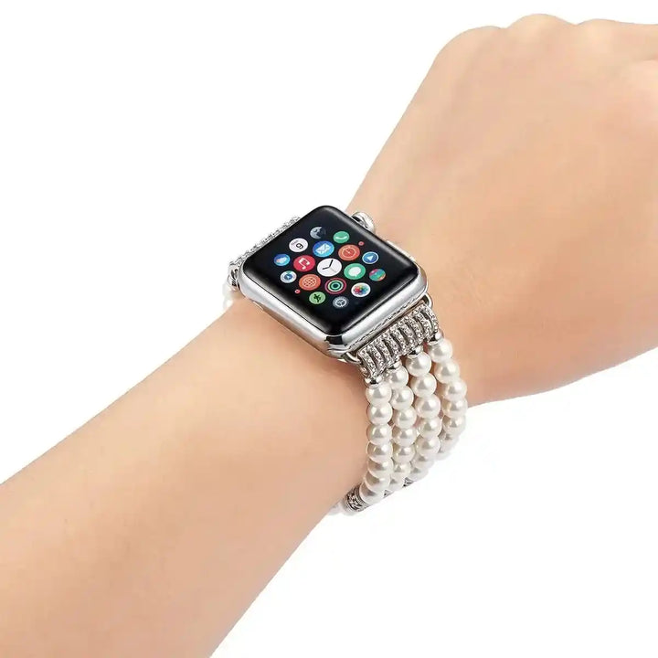 Agate Pearl Beaded Apple Watch Band-Bands-Ali-White-Ultra 3 2 1 49mm-Crystal Destiny