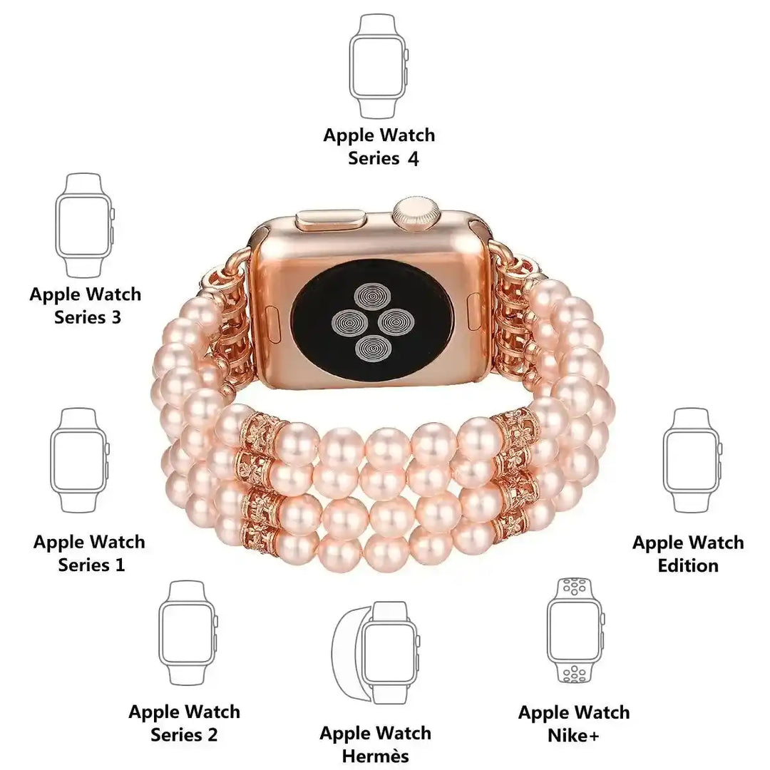 Agate Pearl Beaded Apple Watch Band-Bands-Ali-White-Ultra 3 2 1 49mm-Crystal Destiny