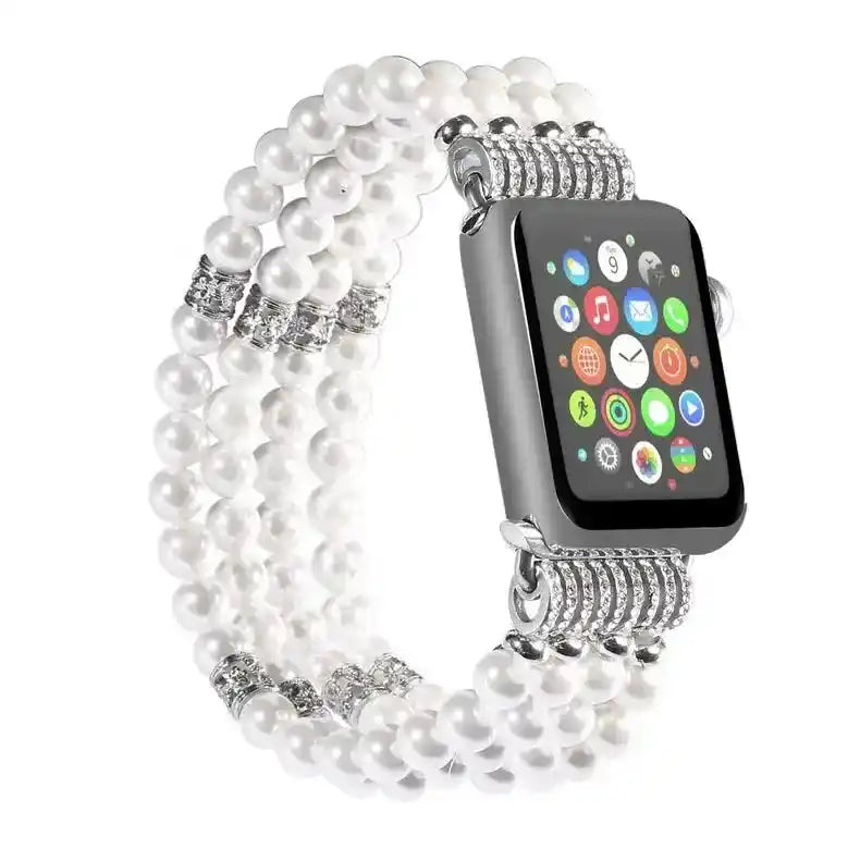 Agate Pearl Beaded Apple Watch Band-Bands-Ali-White-Ultra 3 2 1 49mm-Crystal Destiny