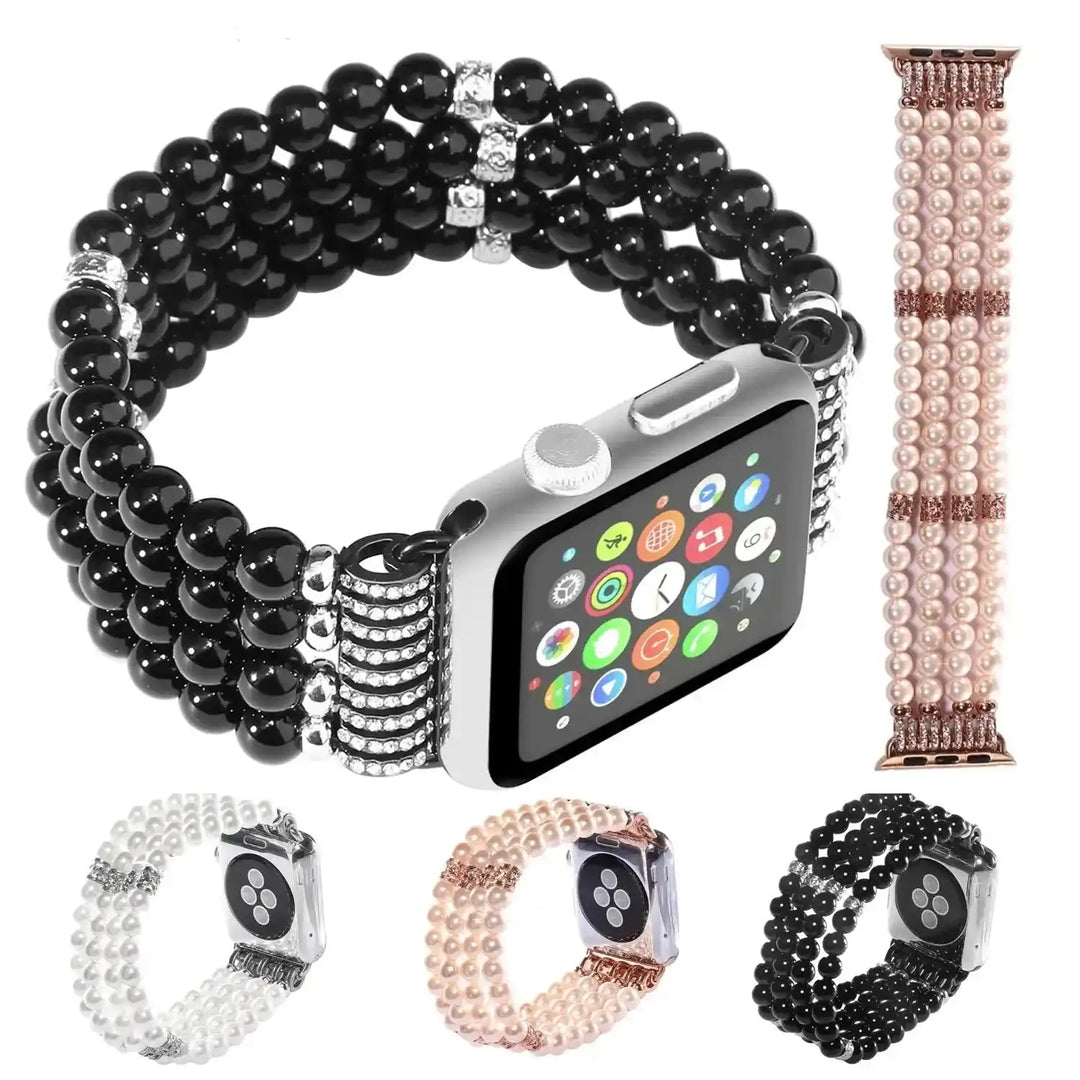 Agate Pearl Beaded Apple Watch Band-Bands-Ali-White-Ultra 3 2 1 49mm-Crystal Destiny