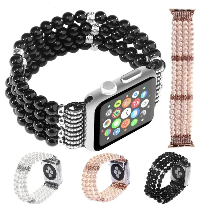 Agate Pearl Beaded Apple Watch Band-Bands-Ali-White-Ultra 3 2 1 49mm-Crystal Destiny