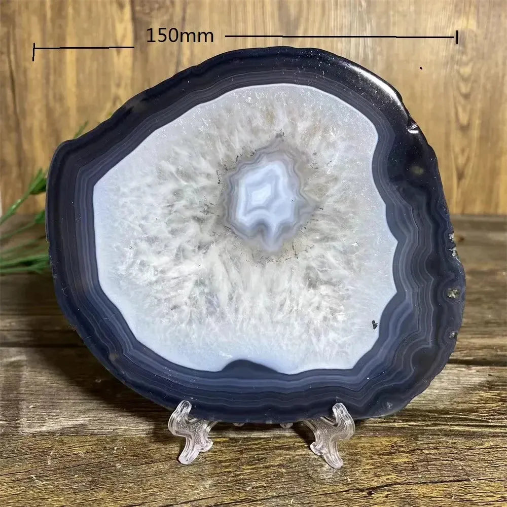 Agate Slice with Stand-Slabs-Ali-Agate-437g-Crystal Destiny