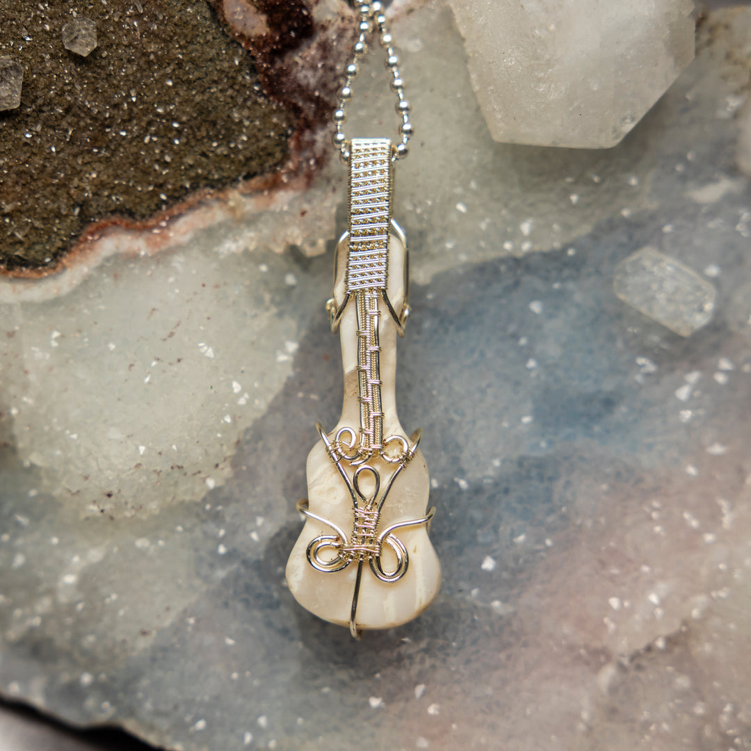 Agate "Violin" Wire Wrap Crystal Pendant-Wire Wraps-Crystal Destiny-Agate-2.50"-Crystal Destiny
