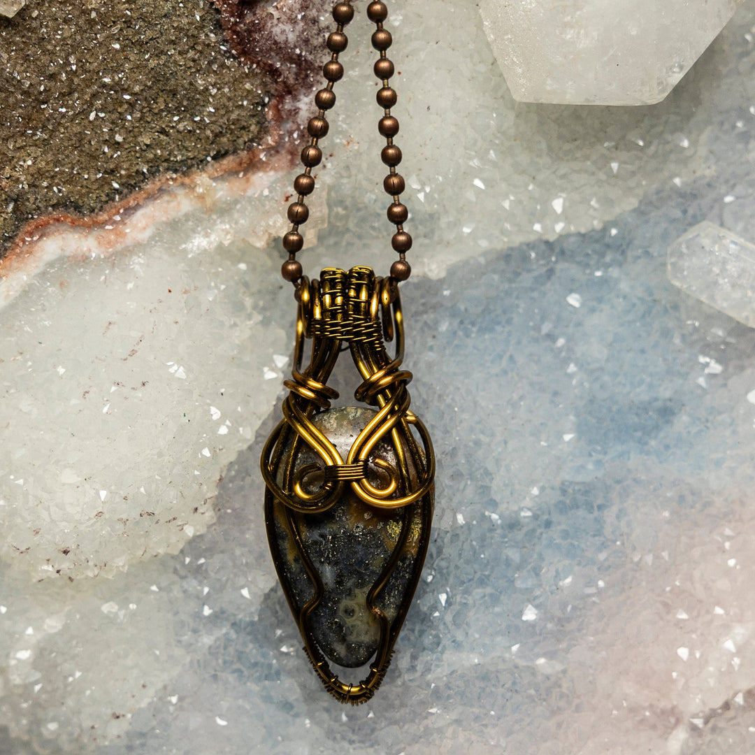 Agate Wire Wrap Crystal Pendant-Wire Wraps-Crystal Destiny-Agate-1.86"-Crystal Destiny