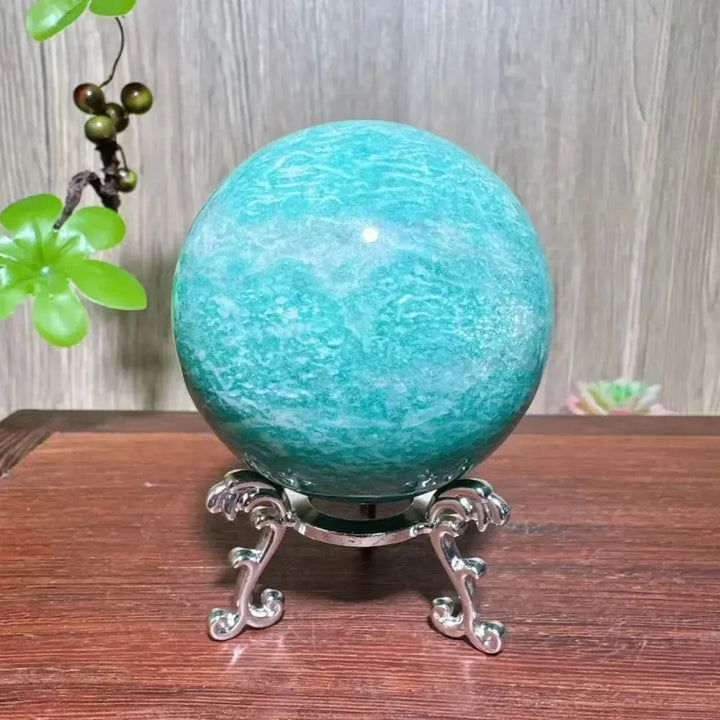 Amazonite Sphere with Stand-Spheres-Ali-Amazonite-371g 65mm-Crystal Destiny