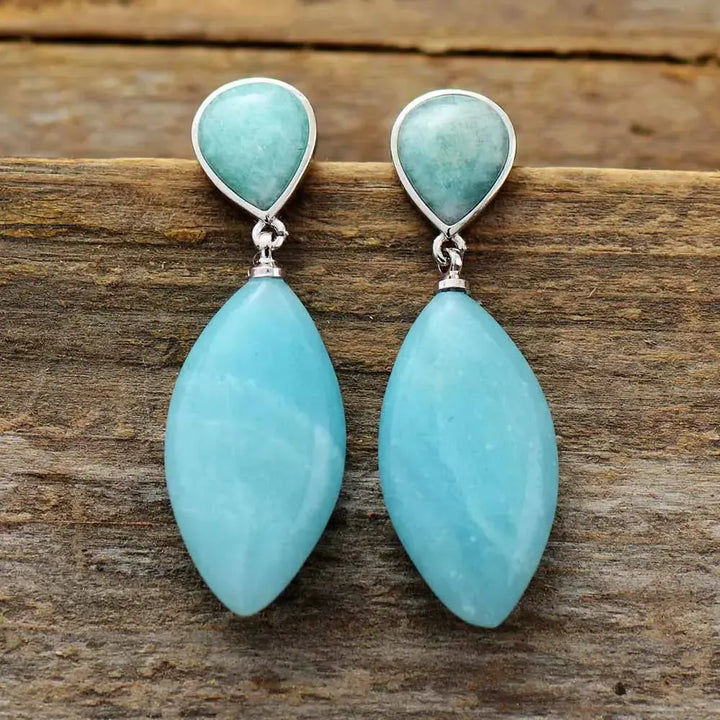 Amazonite Teardrop Earrings-Earrings-Ali-Amazonite-Crystal Destiny