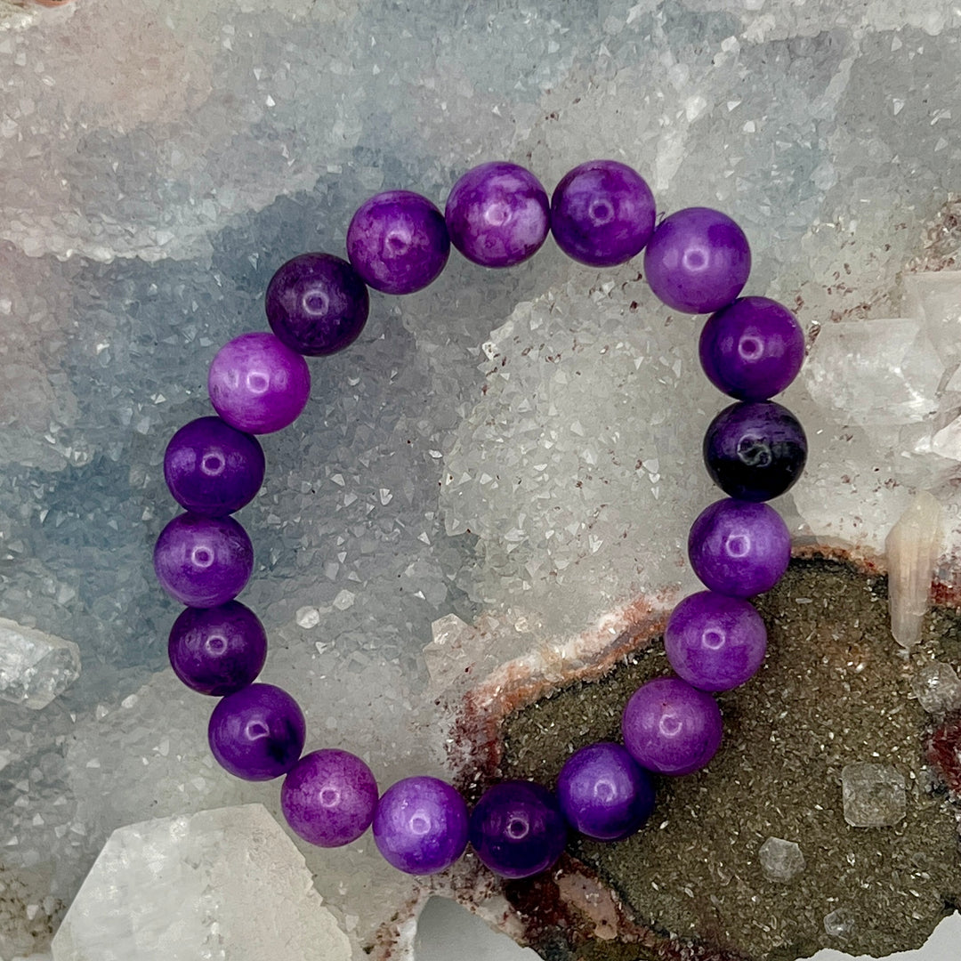 Amethyst Beaded Bracelet-Bracelets-Crystal Destiny-Amethyst-6.5"-10mm-Crystal Destiny