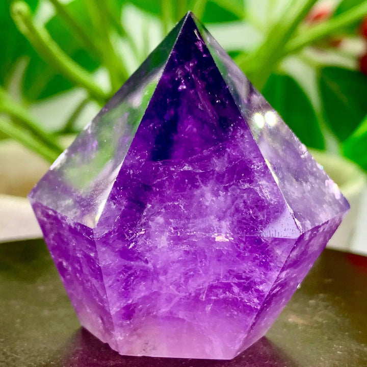 Natural purple crystal tower energy healing wand, a stunning FENG SHUI MASCOT.