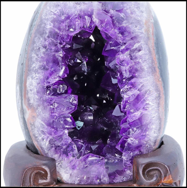 Amethyst Crystal Natural Geode with Stand: Deep violet, raw geode cluster for peace, tranquility, and protection.