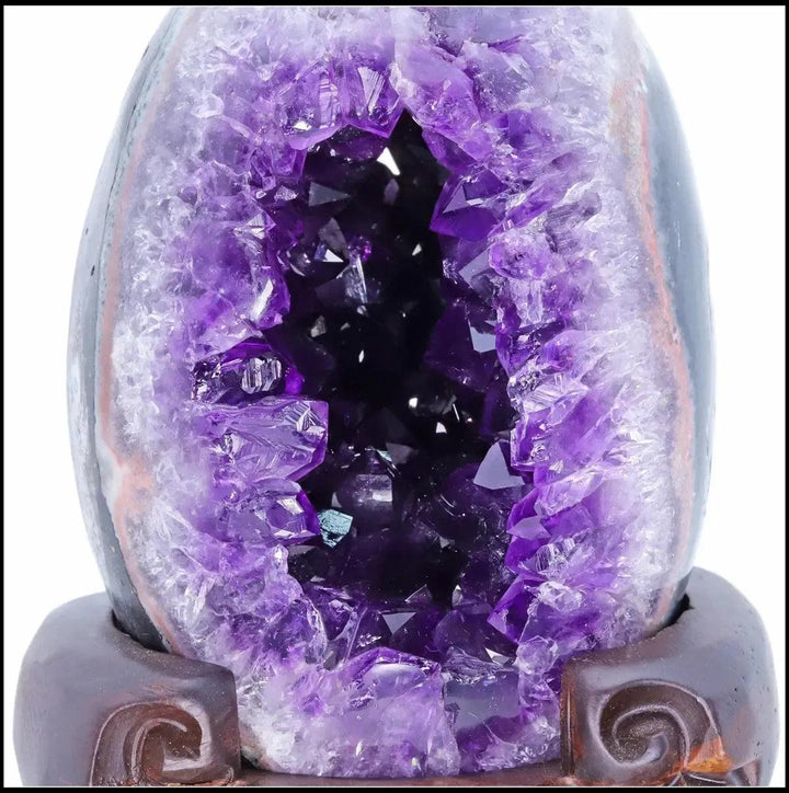 Amethyst Crystal Natural Geode Statement Piece, raw deep violet crystals for peace, tranquility, and protection.