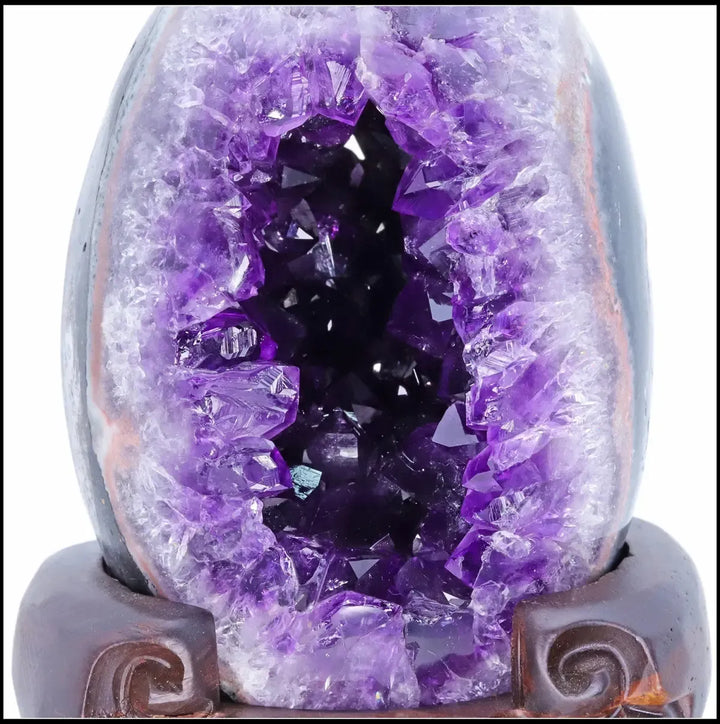 Amethyst Crystal Natural Geode Statement Piece, raw deep violet crystals for peace, tranquility, and protection.