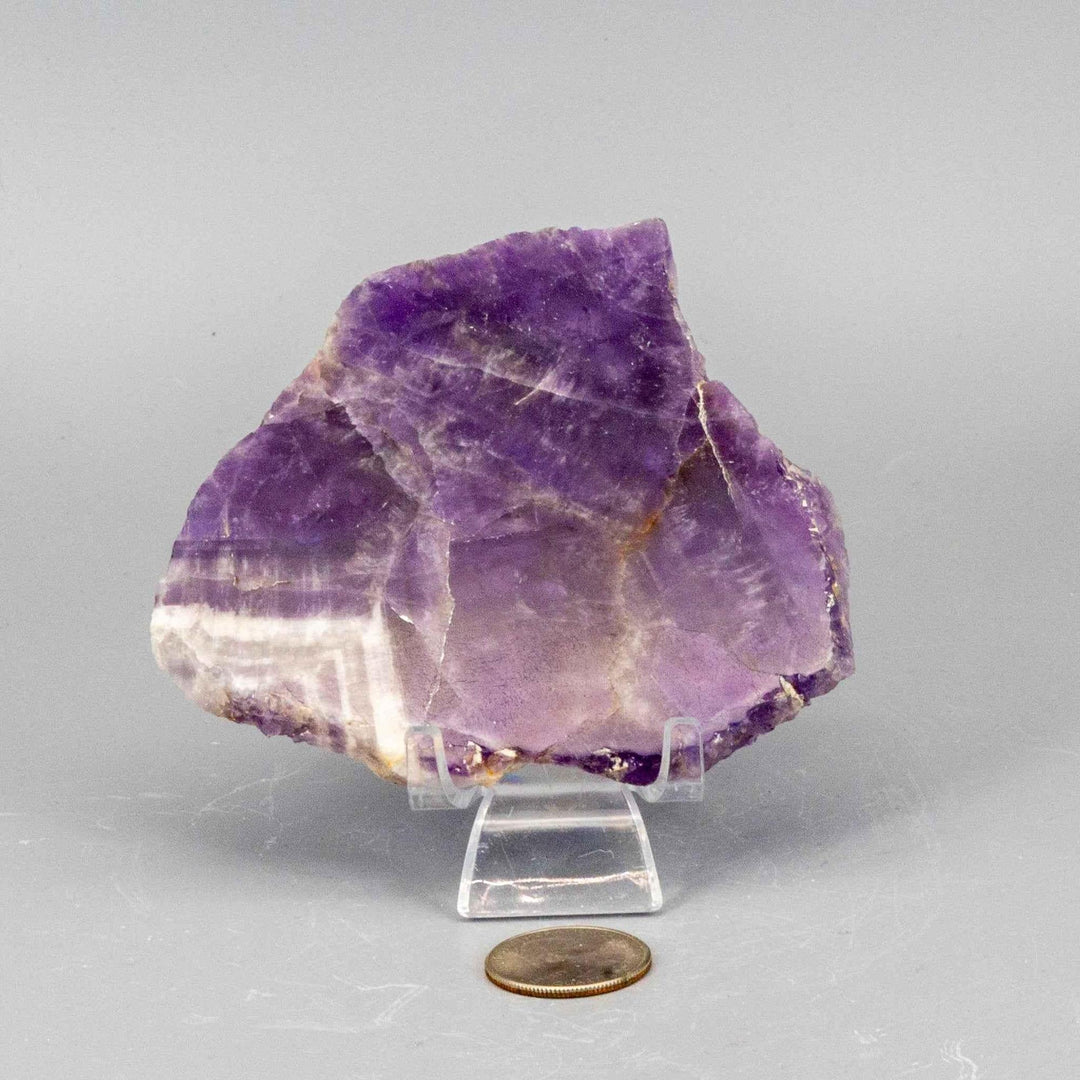 Amethyst Slices, Polished Crystal: Deep violet to lavender polished amethyst slice revealing crystalline structure.