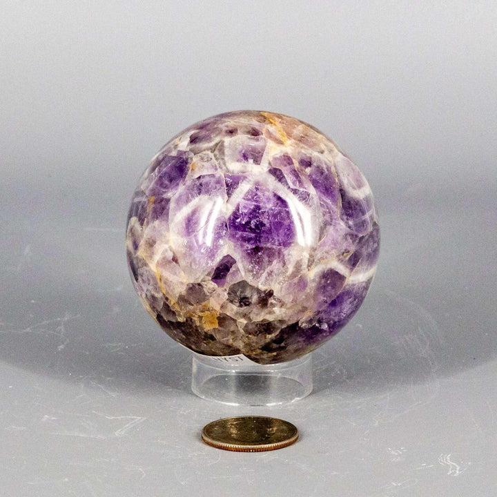Stunning Amethyst Sphere, 45-72mm, deep purple to pale lavender, polished smooth for calm and spiritual clarity.